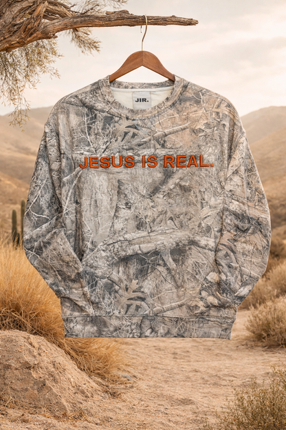JESUS IS REAL Camo Crewneck