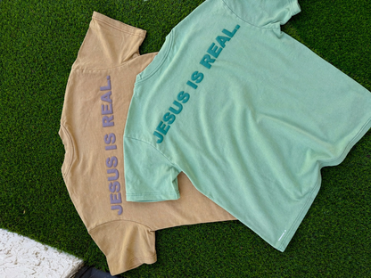 Green Acid Wash “JESUS IS REAL” Box Tee